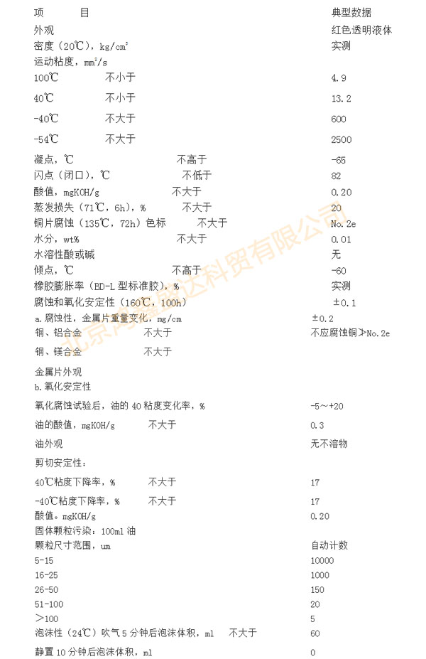 【北京鸿鑫盛达权威提供】10号航空液压油、15#航空液压油参数